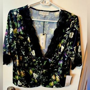 NWT Never Fully Dressed Deep V Lace Trim Crop Top